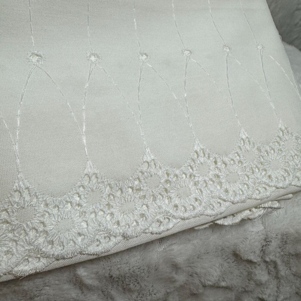 Jubilee Embroidered Window Curtain Tiers Set 60"x36" Pamela White Elegant Decor - Picture 8 of 9